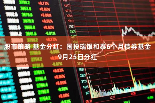 股市策略 基金分红：国投瑞银和泰6个月债券基金9月25日分红